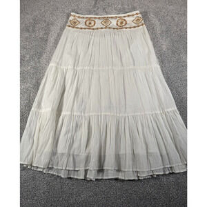 Rafaella Cream Maxi Skirt with Gold Accents